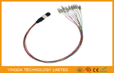 Câble de la haute densité MTP MPO - connecteurs masculins de câbles équipés d'hydre de noyau de LC 12 avec des goupilles de guide