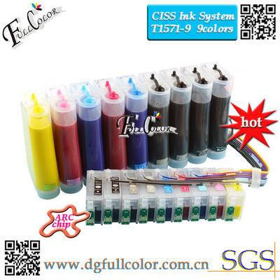 La pleine encre de colorant a rempli Epson T1571 - les couleurs continues 200ml du circuit d'alimentation d'encre de CISS T1579 9 chaque couleur